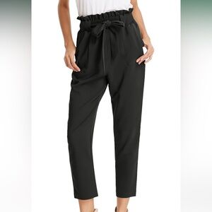 Women's Cropped Paper Bag Waist Pants with Pockets